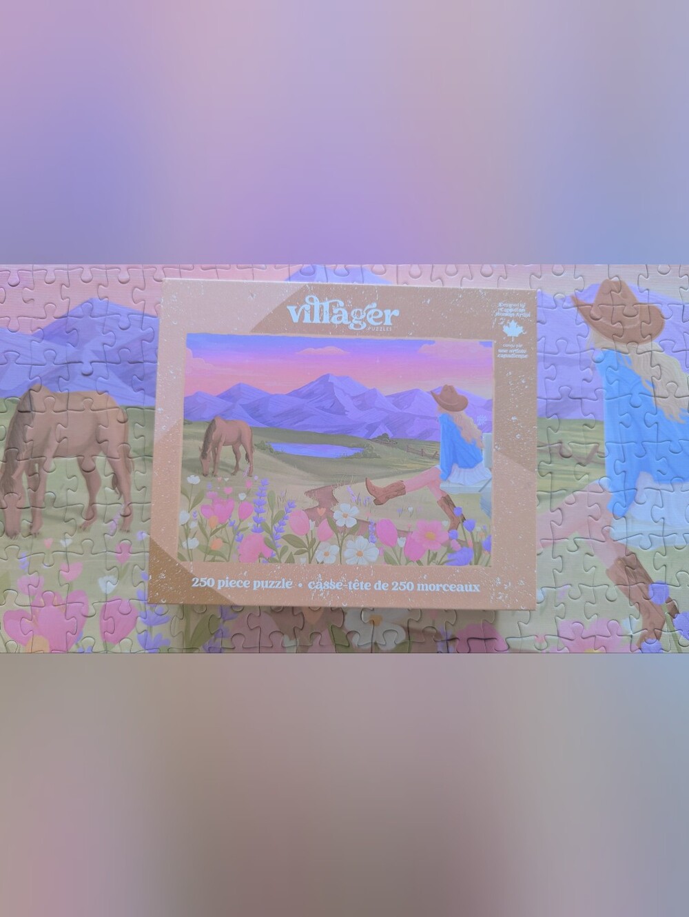 Villager Puzzles 250 Piece Mountain Meadow Cowgirl Jigsaw Puzzle Canadian Art - Picture 4 of 4